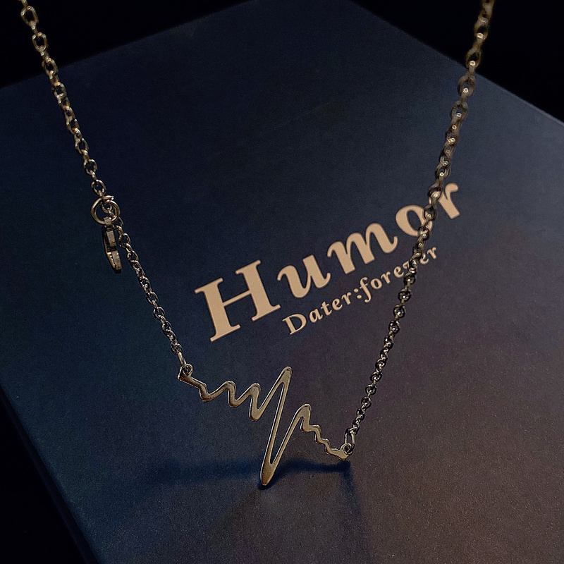 South Korea Fashion Light Luxury ECG Design Couple Necklace Summer 2021 New