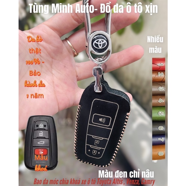 Bao da móc chìa khoá xe ô tô Toyota Camry 21-22, Altis 21-22 da bò khâu tay
