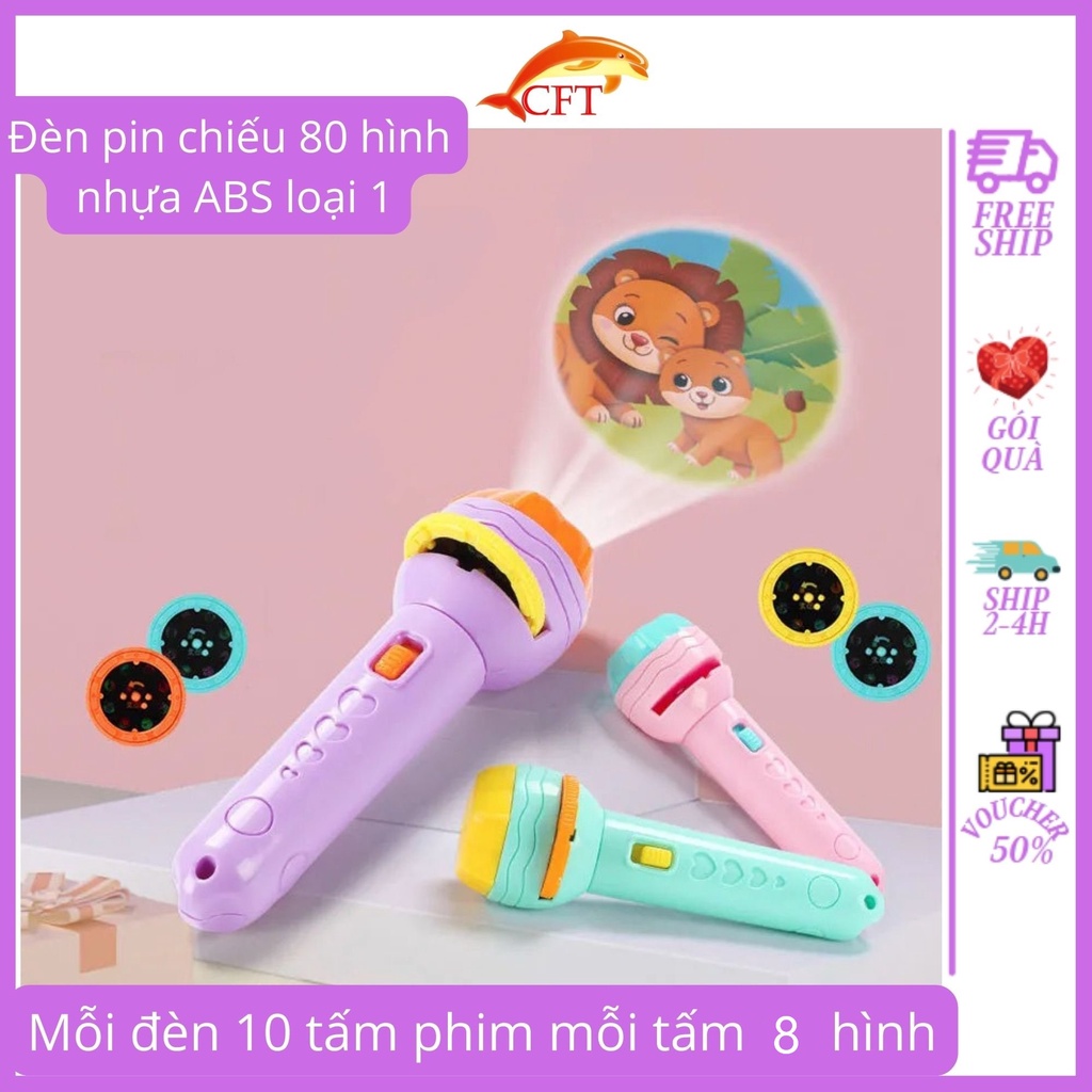 Đèn pin kể chuyện cho bé từ 18 tháng chiếu câu chuyện cổ tích chiếu sao trăng lên tường kết hợp đèn ngủ