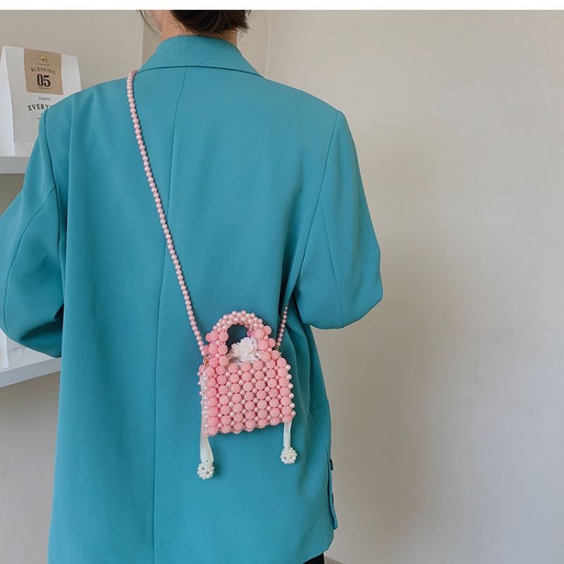 Túi xách tay, đeo chéo kết hạt cườm ngọc trai sắc màu tươi xinh