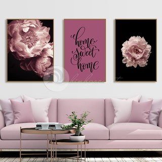 Siêu phẩm bộ ba tranh tráng gương cao cấp hoa mẫu đơn