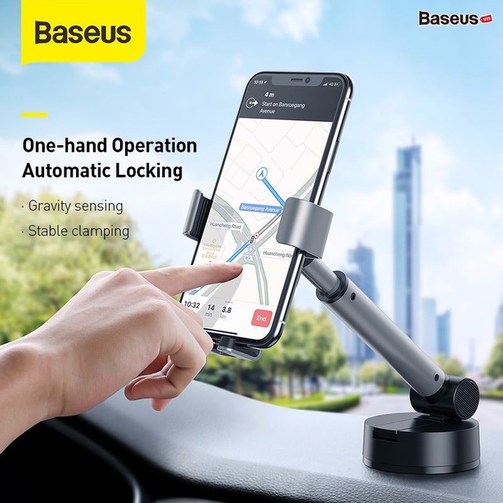Gía đỡ điện thoại gắn taplo hoặc kính lái ô tô cao cấp thương hiệu Baseus SUYL-JY01 - Hàng Nhập Khẩu Chính Hãng