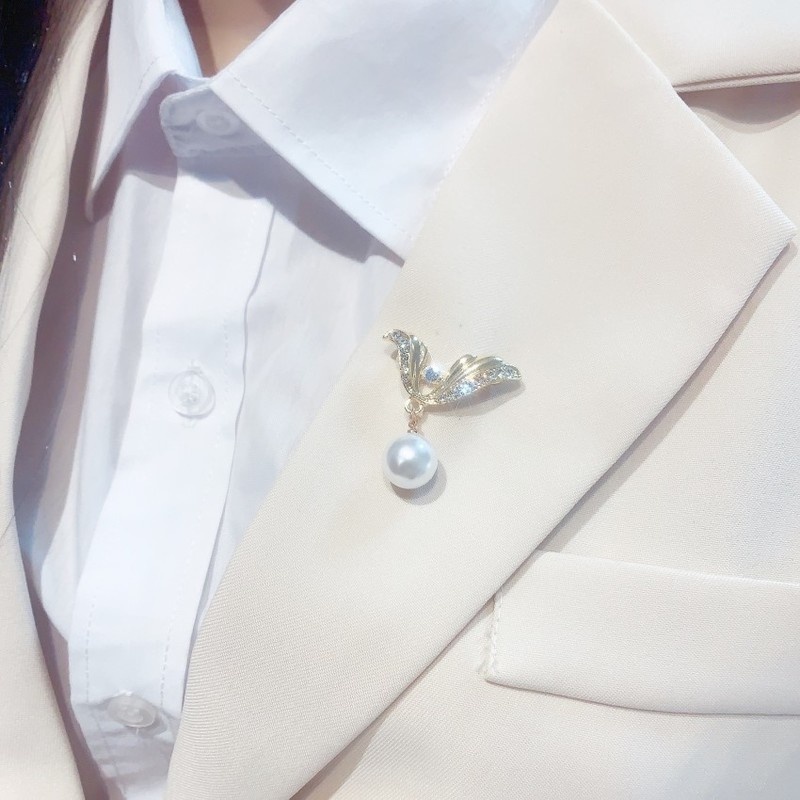 Ghim Cài Áo Hình Nơ Đính Ngọc Trai Thời Trang