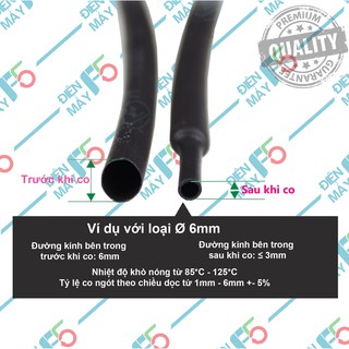5 Mét Ống co nhiệt cách điện nhiều size - Gen co nhiệt bọc dây điện