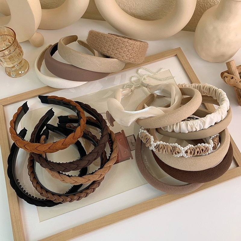 Băng Đô Màu Nâu Kiểu Dáng Đơn Giản Hợp Thời Trang Phong Cách Hàn Quốc