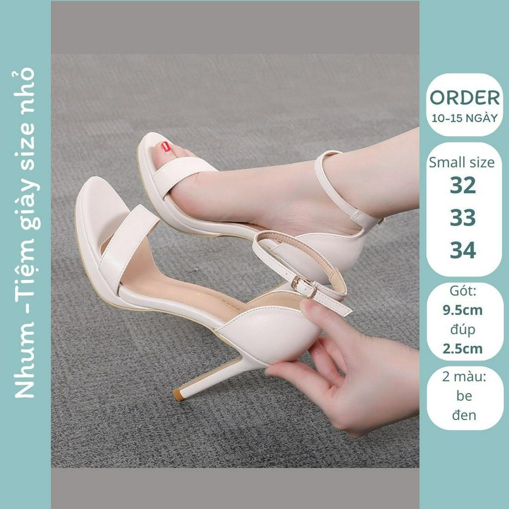 Giày cao gót size nhỏ 32 33 34 dáng đơn giản đúp trước 2,5cm, gót 9,5cm. 2 màu đen be. G8183-1