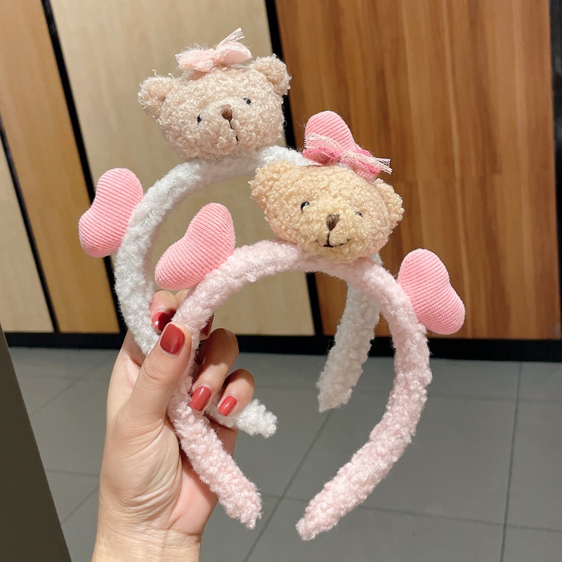 Băng đô cài tóc hình chú gấu hoạt hình dễ thương phong cách Hàn Quốc thời trang thu đông xinh xắn