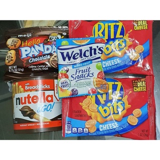 Combo mix 4 loại bánh kẹo Mỹ: bánh Ritz- bánh Gấu- bánh que Nutella- kẹo dẻo Welch's