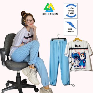 ĐỒ BỘ DÂY RÚT 3M UNISEX ÁO THUN QUẦN JOGGER FREESIZE CHO NỮ