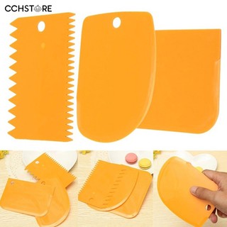 3Pcs Plastic Fondant Cake Cream Scraper Spatula Dough Cutter Kitchen Baking Tool
