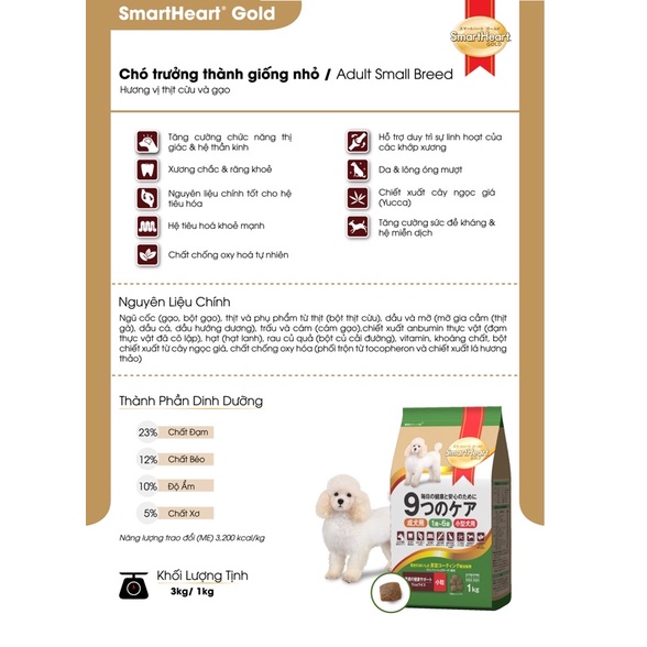 Thức ăn dành cho chó trưởng thành size nhỏ - gói 3kg