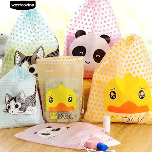 Túi PVC nhỏ có dây rút họa tiết hoạt hình xinh xắn dùng đựng đồ vật nhỏ tiện dụng