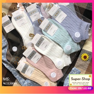 TẤT NAM NỮ CỔ NGẮN COTTON DỆT KIM CAO CẤP, HOA TIẾT DIAMOND, CANDY, FLOWER [Super-Shop]