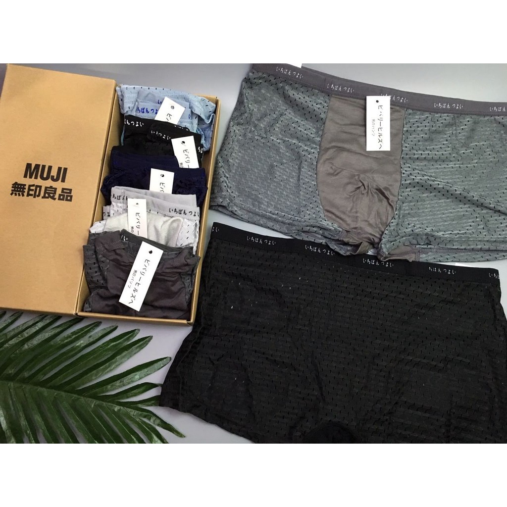 QUẦN BOXER ĐÙI MUJI (1 hộp 5 cái) THÔNG HƠI THOÁNG MÁT, HÀNG XUẤT NHẬT