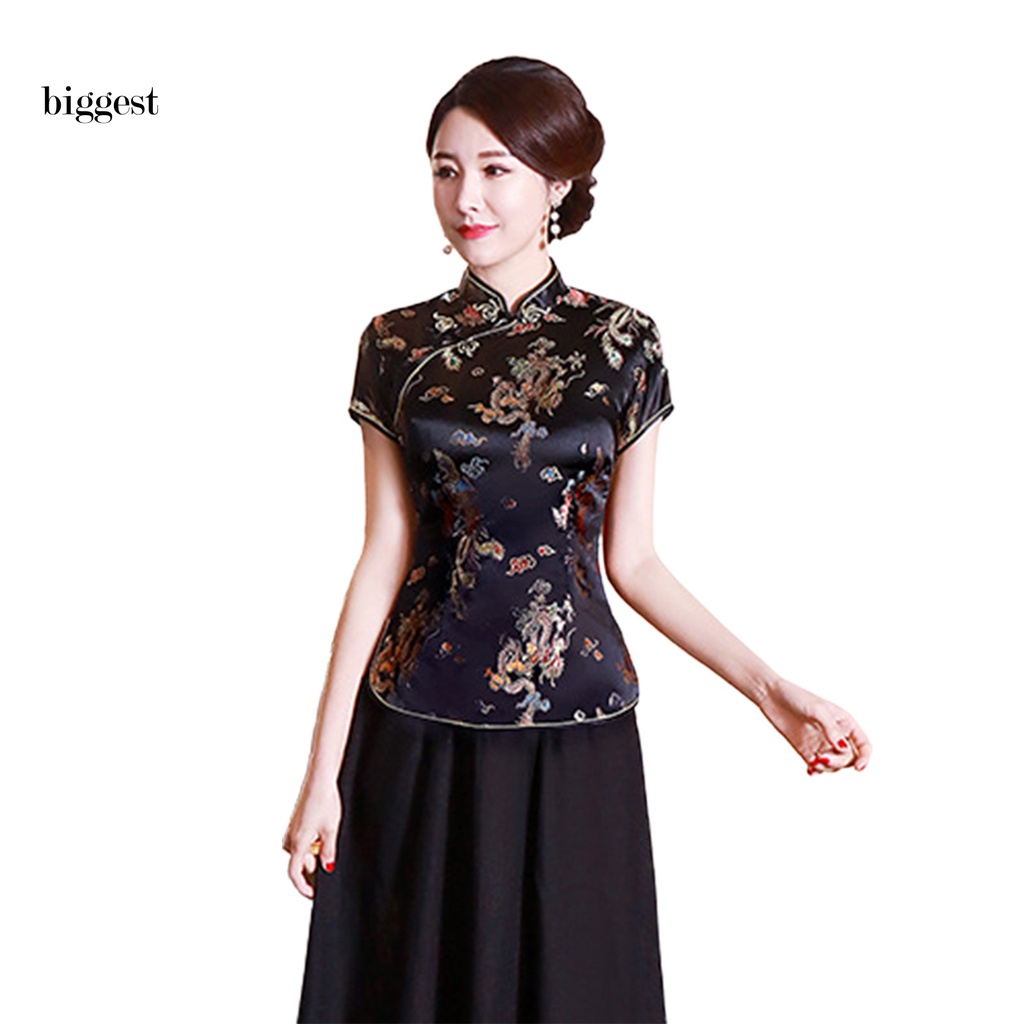 Áo Kiểu Sườn Xám Cổ Đứng Phong Cách Trung Hoa Cho Nữ