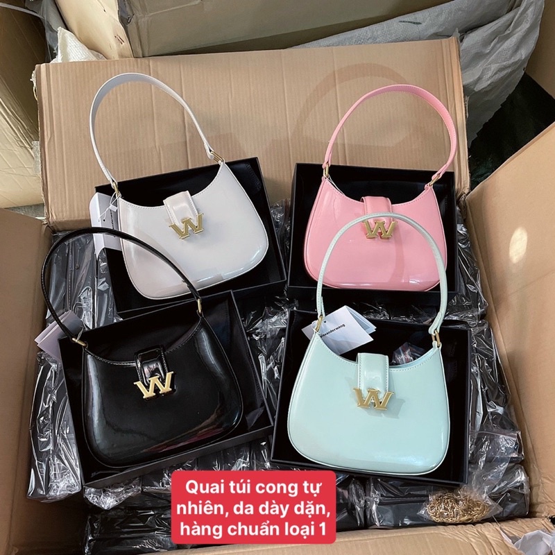 Túi bầu W da bóng size 20 có hộp