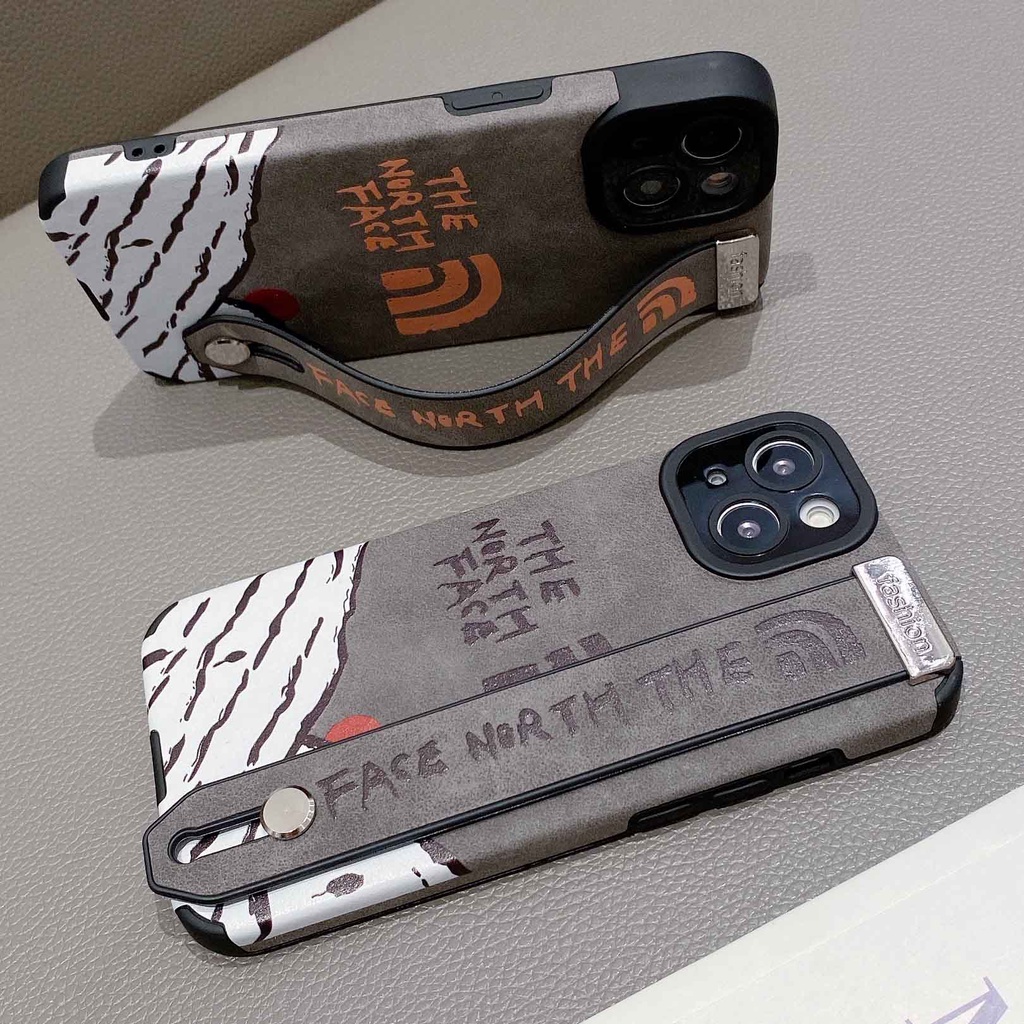 Ốp Điện Thoại Da Lộn In Hình Hoàng Hôn Đỏ Có Dây Đeo Cổ Tay Cho iPhone 14ProMax 13 12Pro 11Promax 7P XS XR