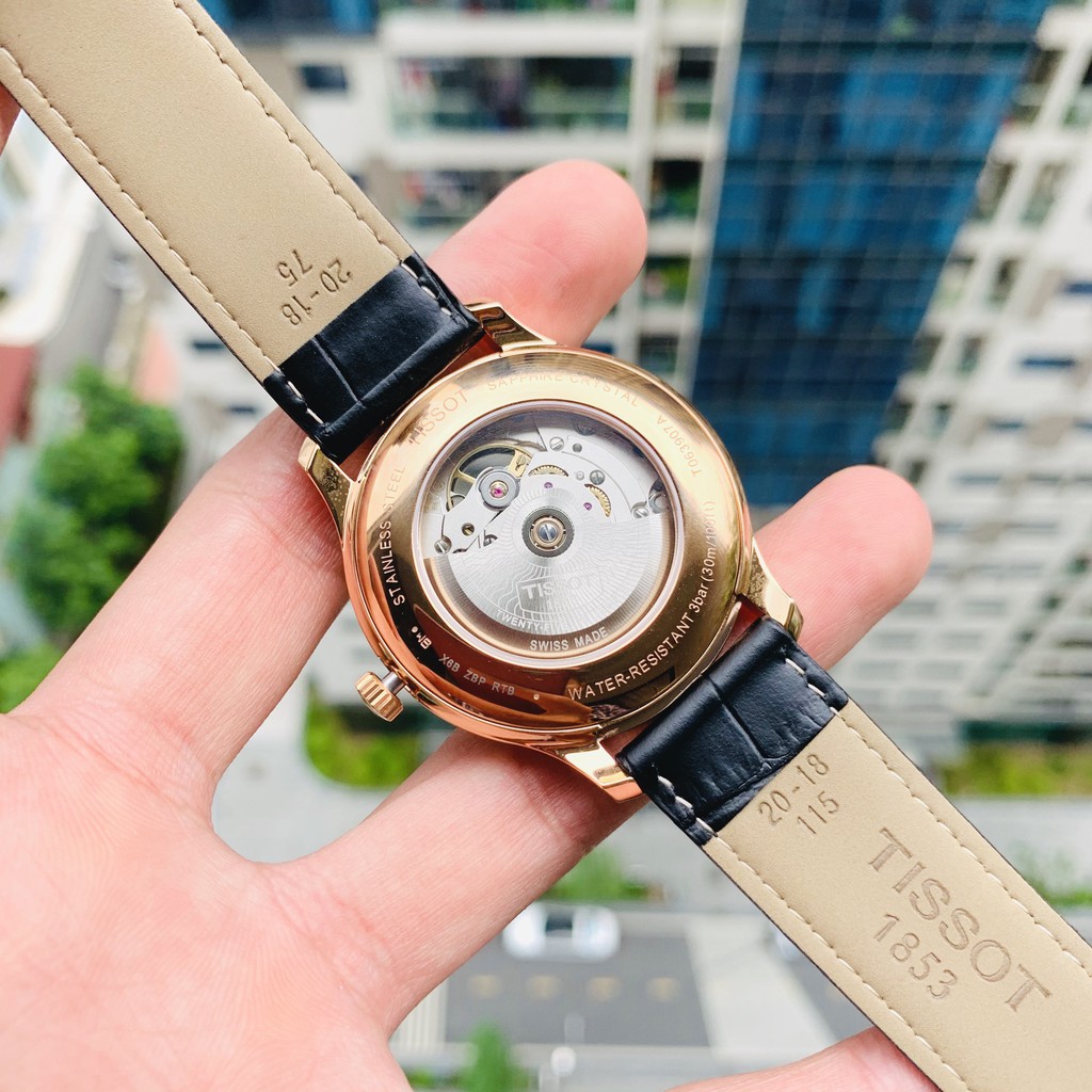 Đồng hồ nam chính hãng Tissot Tradition Open Heart Powermatic 80 T063.907.36.068.00- Máy Cơ tự động - Kính Sapphire