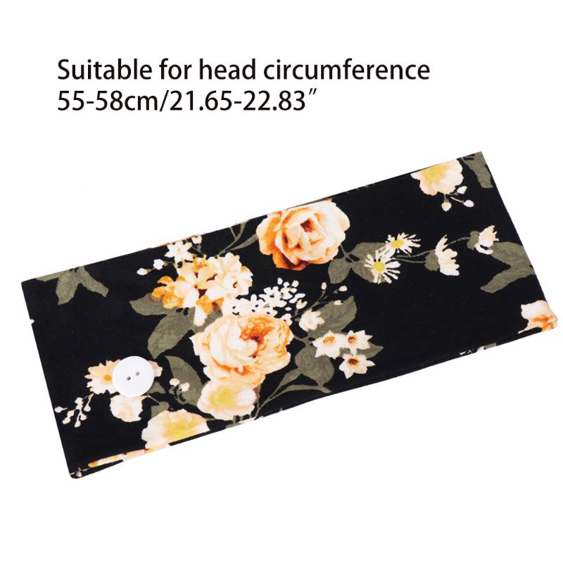 Băng Đô Cài Tóc Bản Rộng In Họa Tiết Hoa Nhiều Màu Kèm Giá Đỡ Nút Phong Cách Bohemian Hàn Quốc Cho Nữ