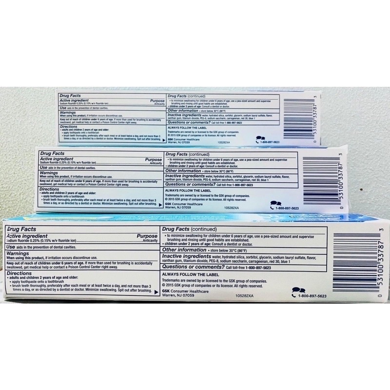 KEM ĐÁNH RĂNG MỸ AQUAFRESH WHITENING ACTION / PURE BREATH ACTION  5.6OZ