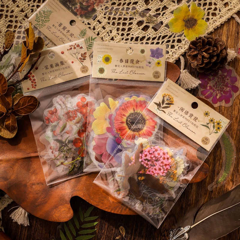 Sticker hoa trang trí sổ cute MODINA, hình dán trang trí sổ tay, thiệp mừng, quà tặng hình hoa lá