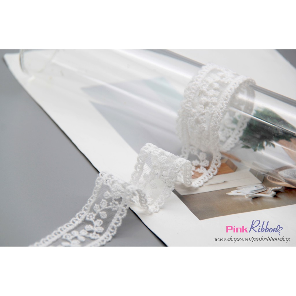 Ren thêu hoa 2.5cm trong suốt