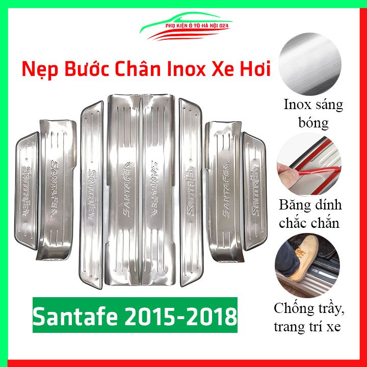 [HYUNDAI SANTAFE 2018] Bộ Nẹp Bước Chân Trong Ngoài Bằng Inox Cho Ô Tô - HYUNDAI SANTAFE 2018