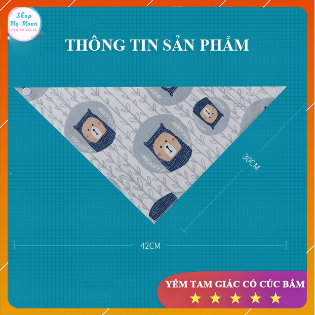 Khăn yếm tam giác cotton có cúc bấm cho bé yêu hàng cao cấp - Siêu mềm mịn, thân thiện với da bé