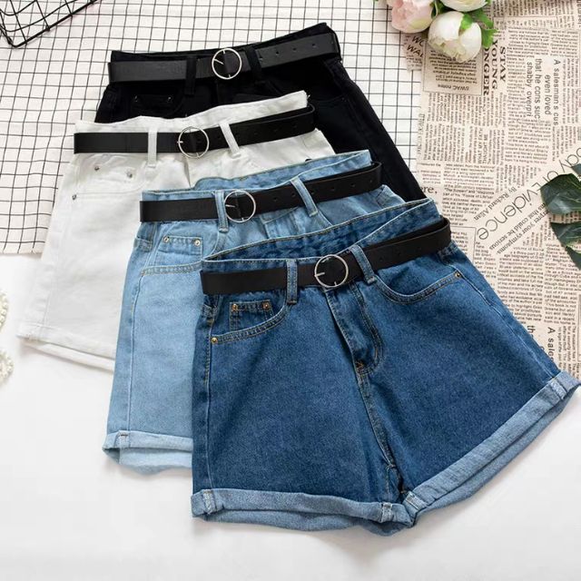 Quần short bò mềm kèm thắt lưng