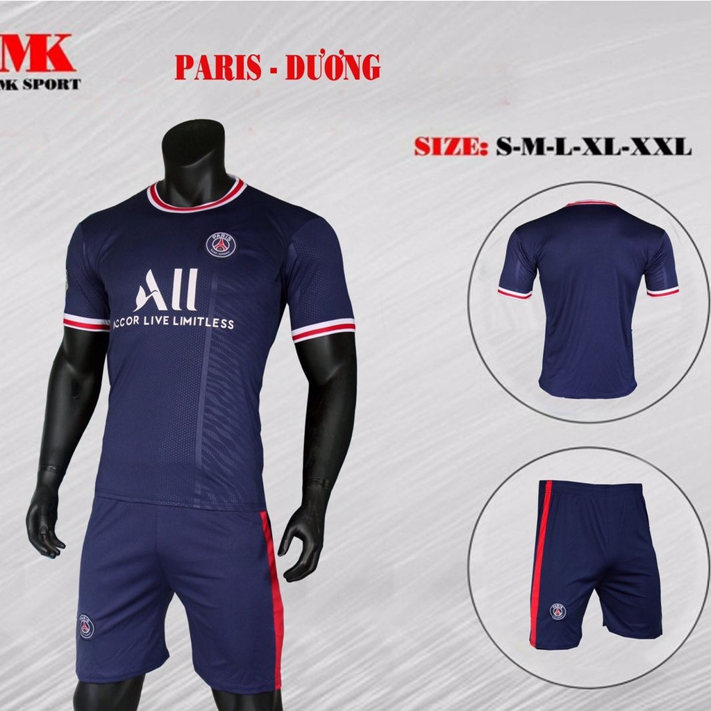 Áo đá bóng CLB PSG mới nhất 2021-2022, áo đá banh, đồ đá banh thun lạnh cao cấp chuẩn thi đấu, áo đá bóng nam mới