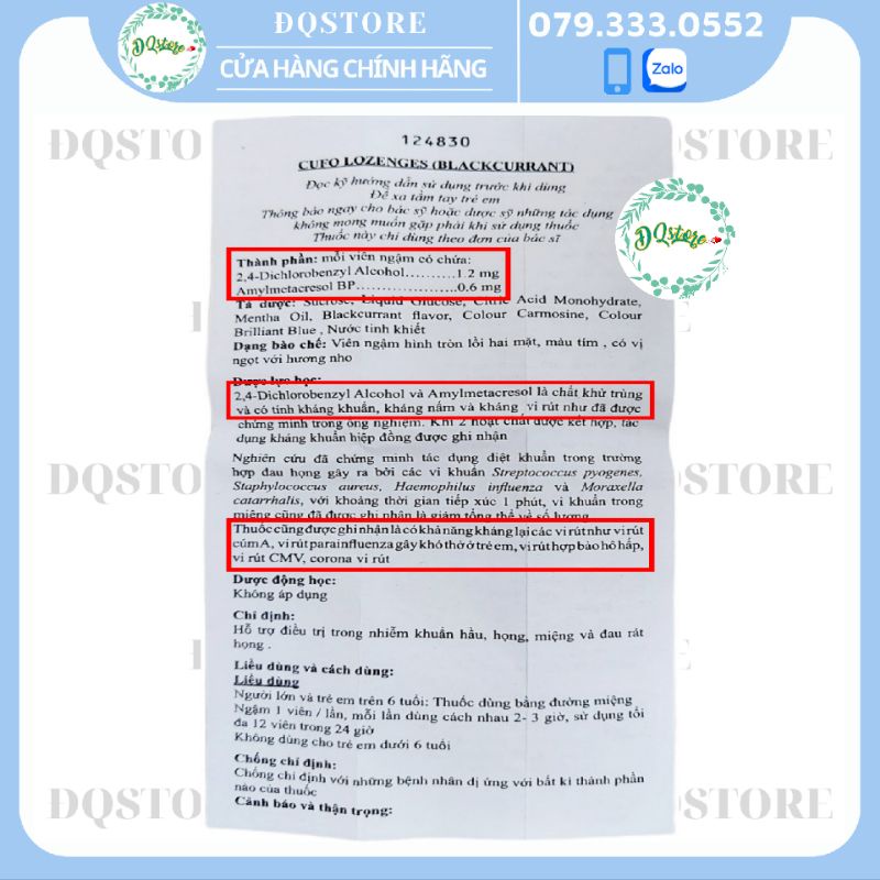 Kẹo ngậm giảm ho Cufo - hộp 24 viên