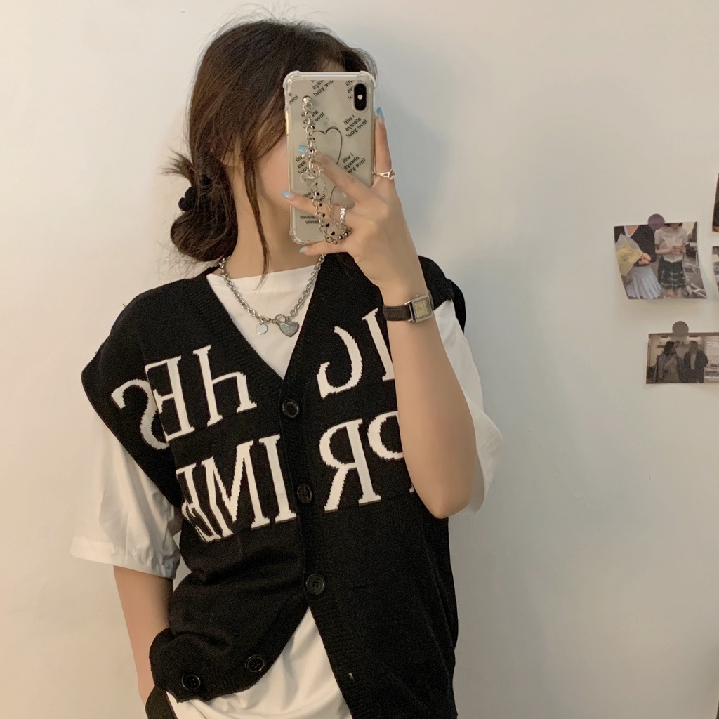 Áo Dệt Kim Không Tay Cổ Chữ V Thời Trang Cho Nữ