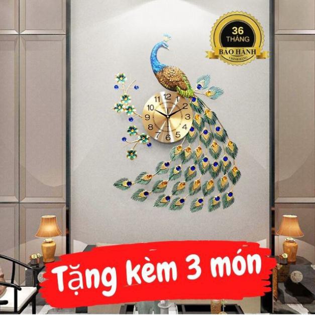 Đồng Hồ Treo Tường Trang Trí Phòng Khách Chim Công TT053