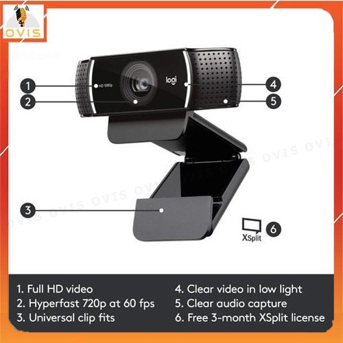 Logitech C922 Pro / C920 Pro / C920E / C930C - Webcam Streamer Góc Rộng Full HD, Auto Focus Cực Nhanh