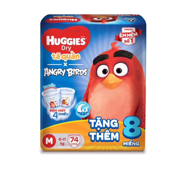 TÃ Quần Huggies Angry Birds (tặng 8m) M74/L68/Xl62/XXL56