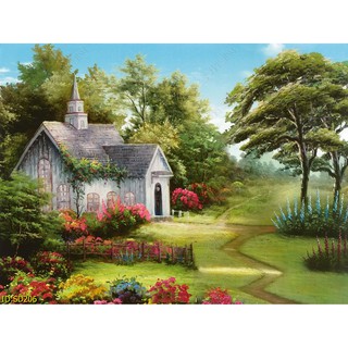 Tranh dán tường Tranh Sơn dầu phong cảnh làng quê hiện đại,Tranh dán tường 3d hiện đại (tích hợp sẵn keo)