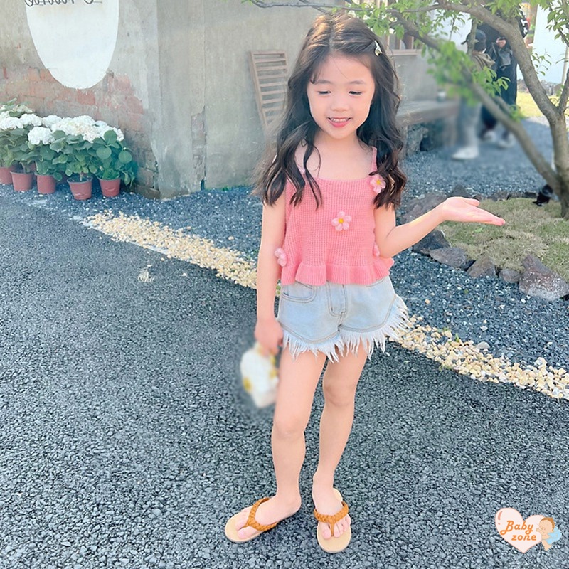 Quần Short Jean Ống Rộng Màu Sắc Ngọt Ngào Cho Bé 3-8 Tuổi