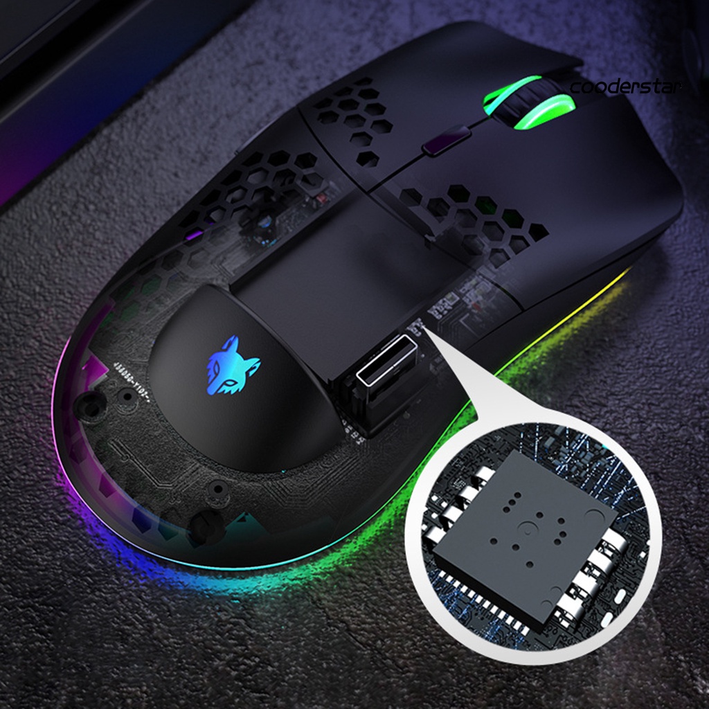 Chuột chơi game XYH80 không dây 2.4G thiết kế hình tổ ong 7 nút bấm đèn RGB