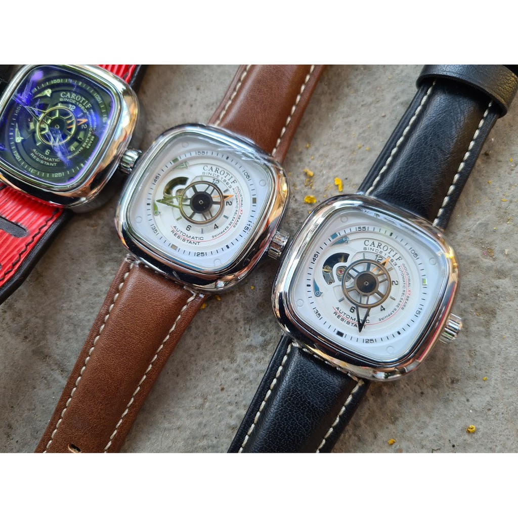Đồng hồ cơ Carotif - Đồng hồ automatic Carotif  lộ máy, kính sapphire, vỏ thép không gỉ