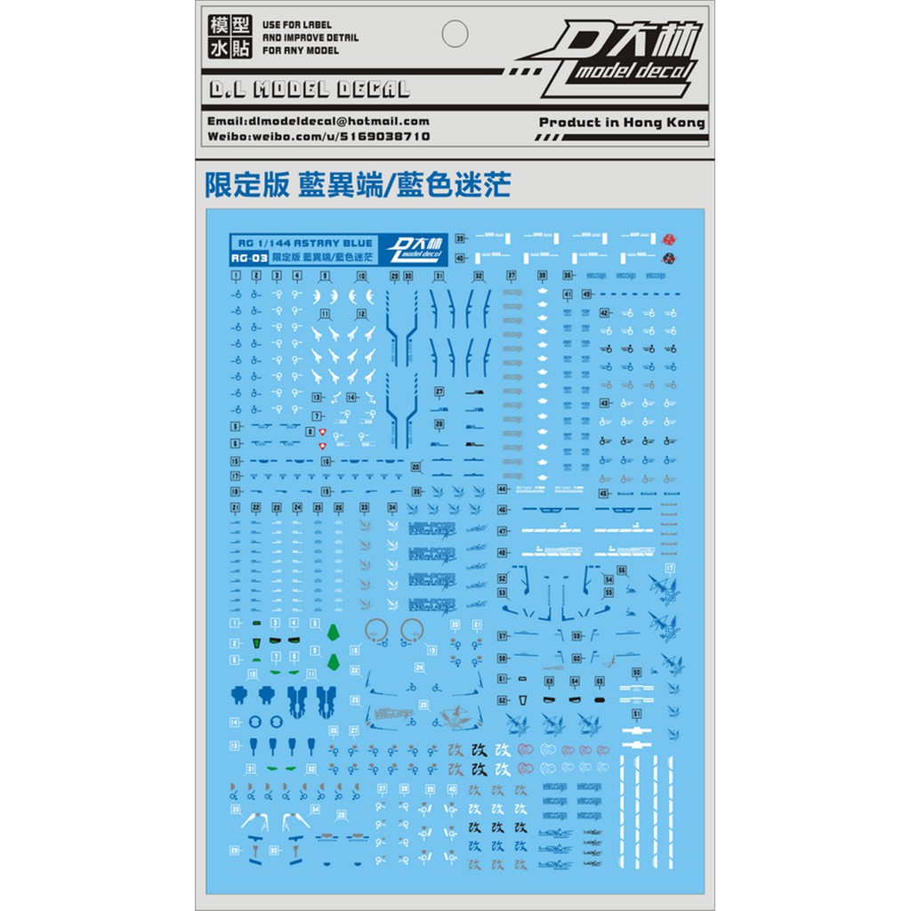 Decal nước RG 1/144 Astray Blue