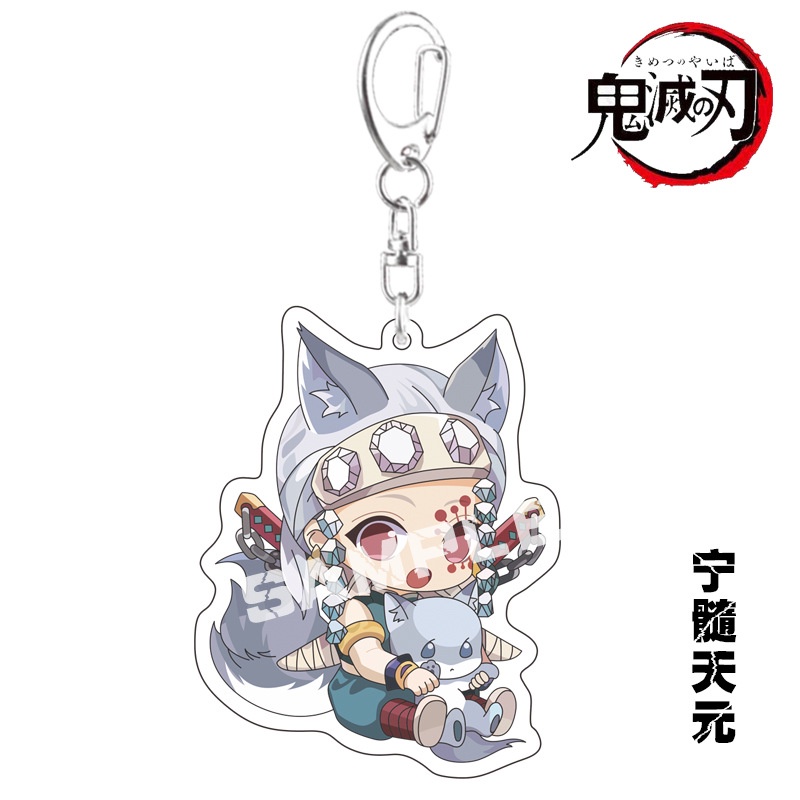 Demon slayer Keychain Bag Pandant Acrylic Keyring Two Side Anime Tanjirou Nezuko Key Chain souvenir Prop