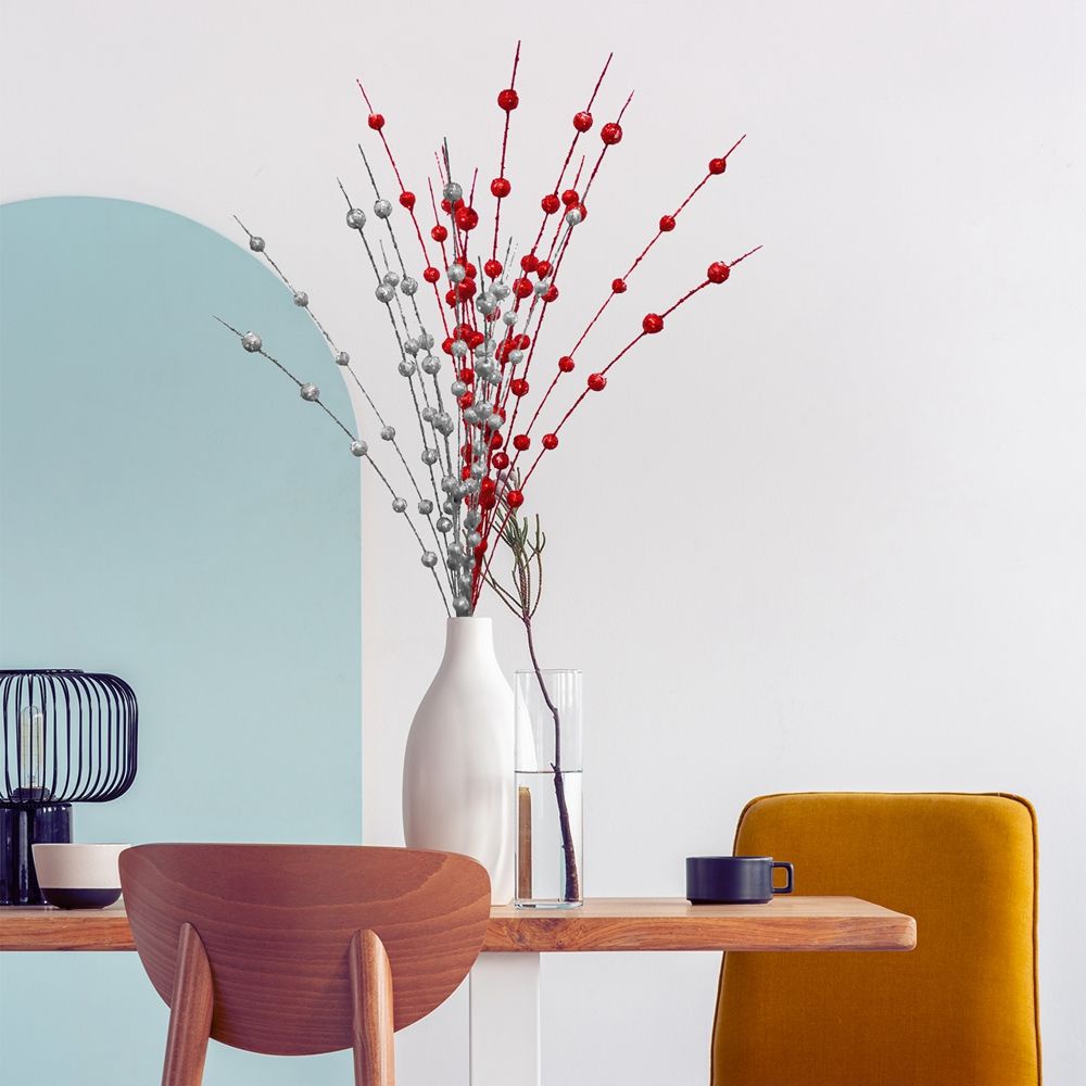 Nhánh quả mọng bột kim tuyến nhân tạo nhiều màu làm đạo cụ chụp ảnh trang trí Giáng sinh/bữa tiệc/đám cưới/nhà ở tự làm