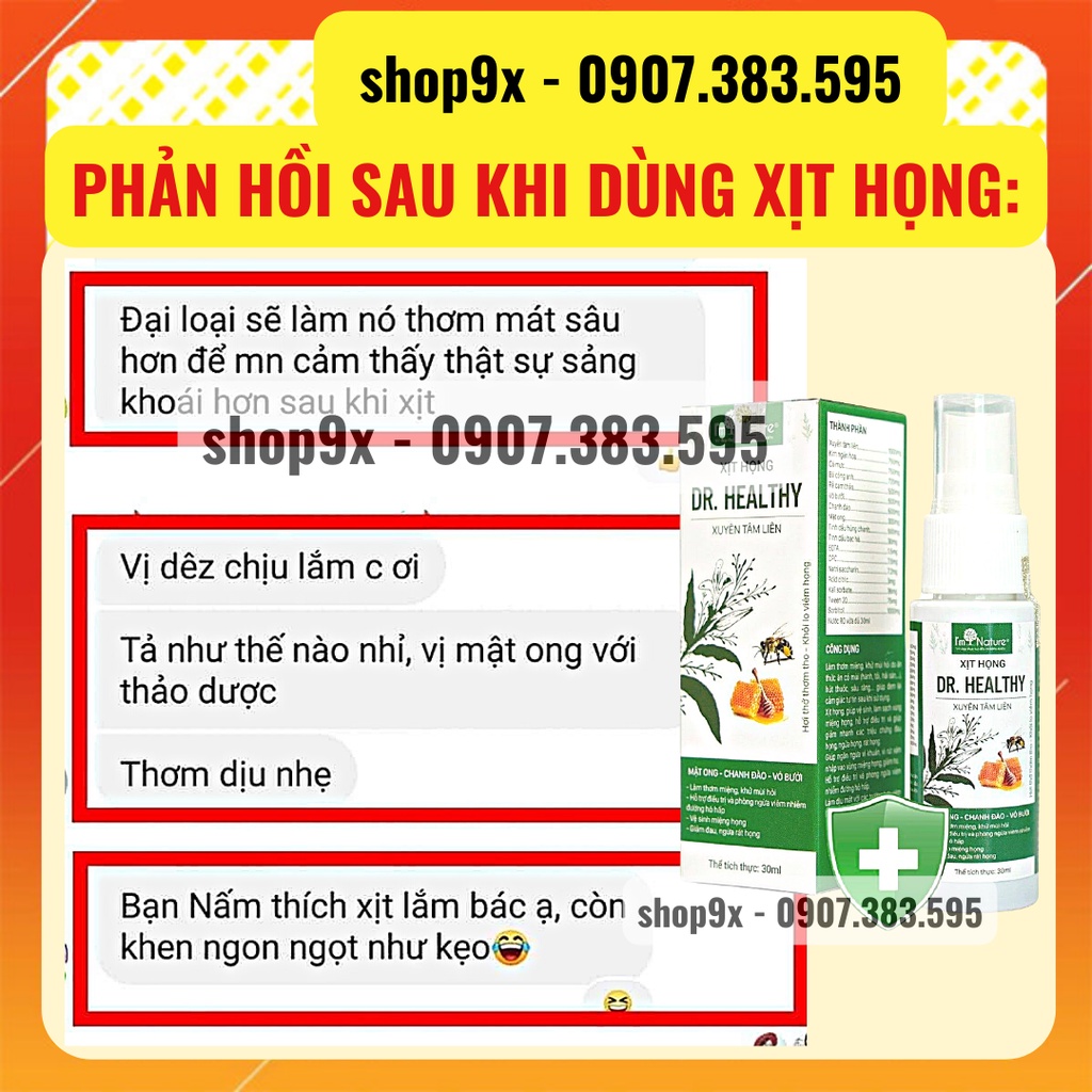 Xịt Họng Xuyên Tâm Liên Dr.Healthy Thơm Miệng Giảm Ho Ngứa Cổ Khử Mùi Hôi Miệng 30ml