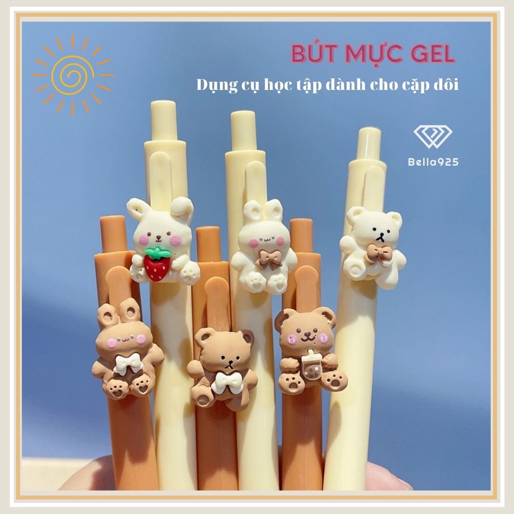 Bút bi Bella925 combo 2 viết gel hình hoạt hình và trái cây dành cho cặp đôi