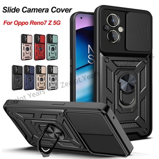 Ốp Điện Thoại Dạng Giáp Chống Sốc Có Nắp Trượt Bảo Vệ Camera Cho Oppo Reno7 Z 5G Reno 7Z 8Z Reno8Z