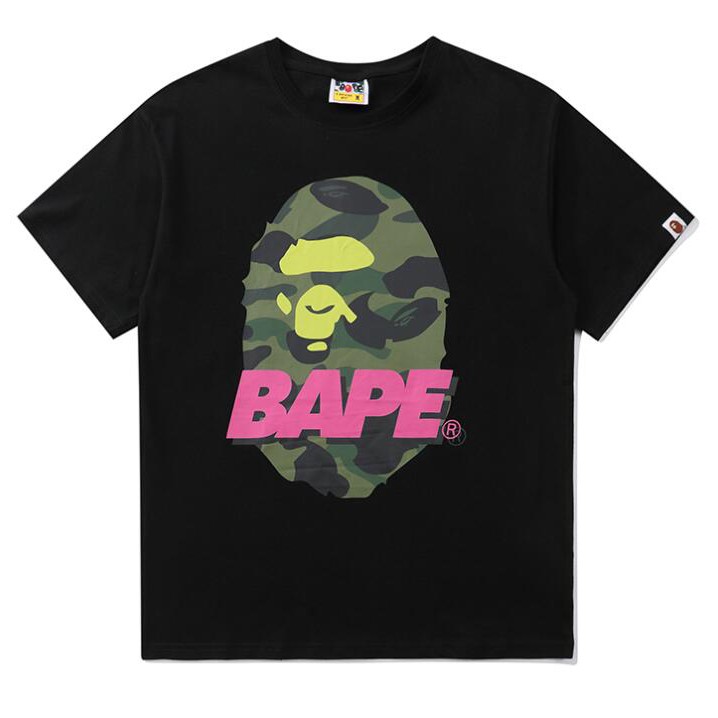 Áo thun Bape tay ngắn chất liệu cotton in họa tiết thời trang cho nam và nữ