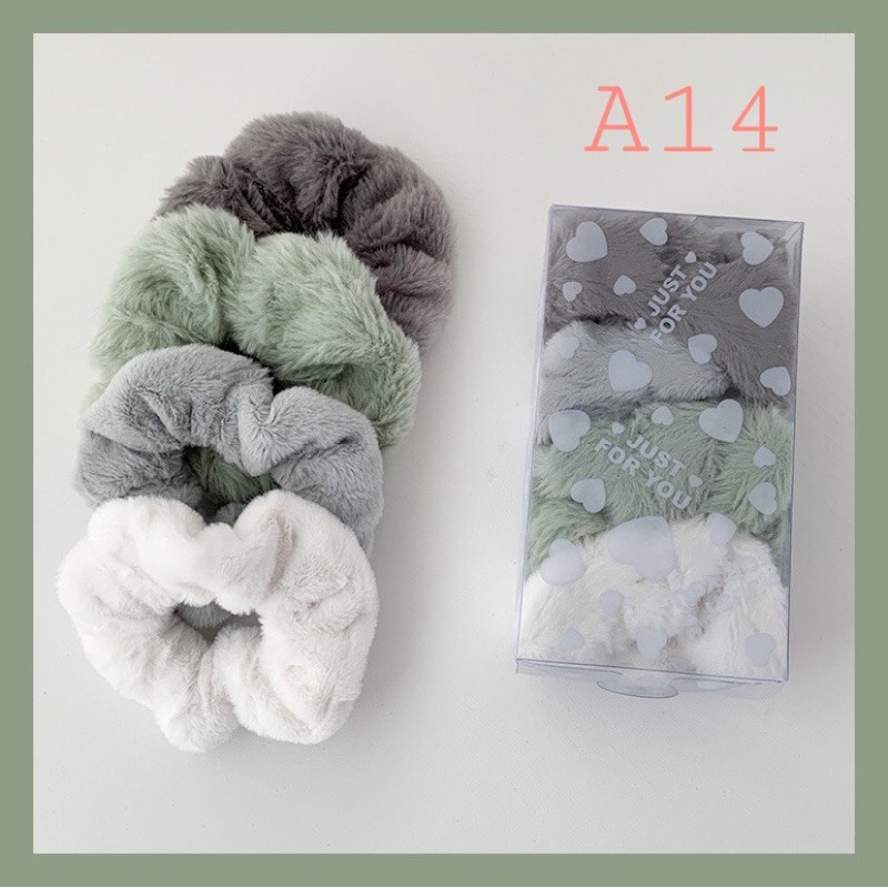 Set dây buộc tóc SCRUNCHIES MÙA ĐÔNG CHẤT LIỆU BÔNG CỰC KÌ ẤM ÁP