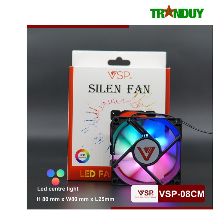 Quạt Tản Nhiệt Fan Case V-08CM LED trung tâm (8cm) VSP