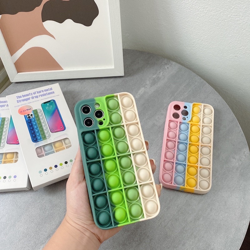ỐP LƯNG IPHONE SILICON HỘT BI MÀU SẮC NÚT BẤM GIẢI TRÍ