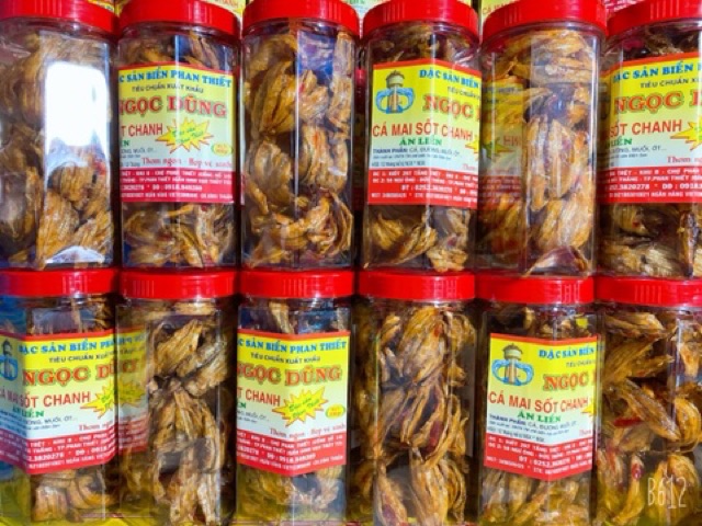 Cá Mai Sốt Chanh ( ăn liền ) là món ăn yêu thích của shop Đặc Sản Biển Phan Thiết NGỌC DŨNG; Hộp 200 gram. HSD 12 tháng